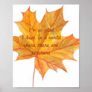 Autumn Fall Leaf Quote Poster