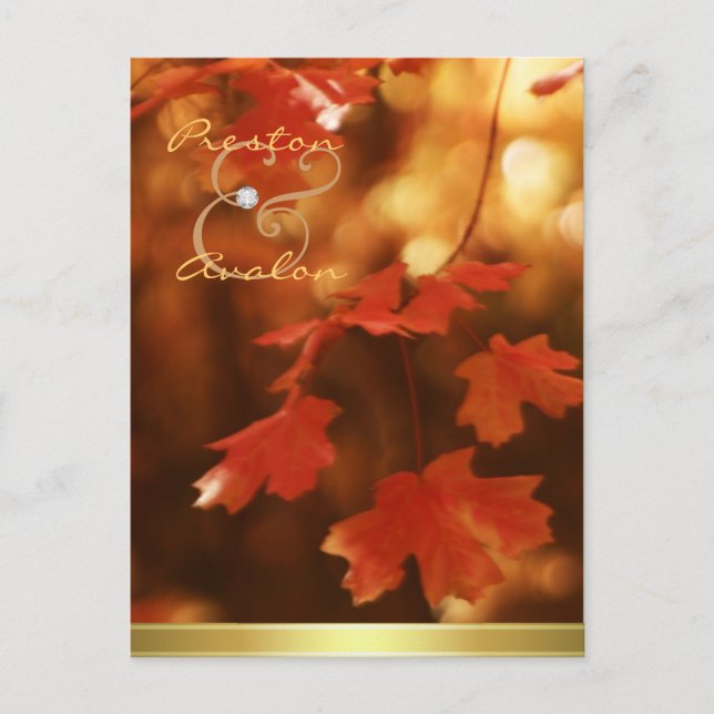 Autumn Fall Leaf Save The Date Postcard (Front)