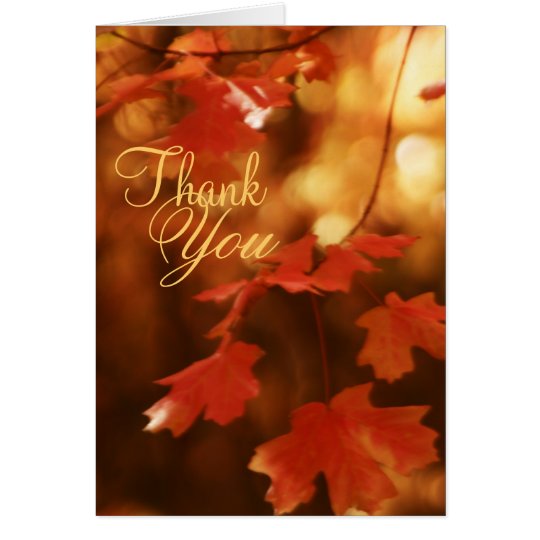 Autumn Fall Leaf Thank You Greeting Card