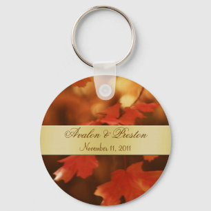 Autumn Fall Leaf Wedding Favour Gold Keychain