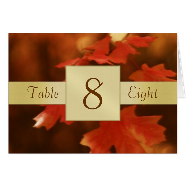 Autumn Fall Leave Table Number Folded Card (Front Horizontal)