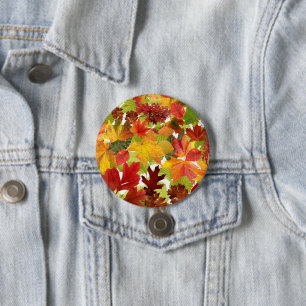 Autumn Fall Leaves 7.5 Cm Round Badge