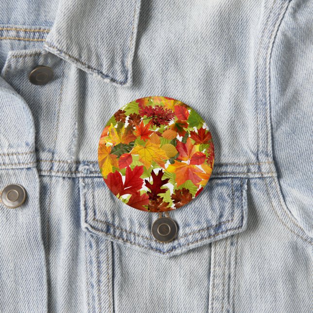 Autumn Fall Leaves 7.5 Cm Round Badge (In Situ)