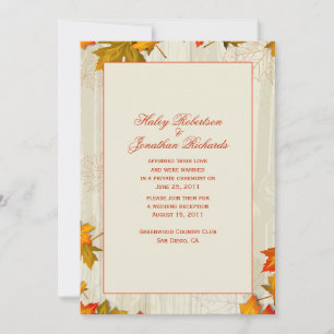 Autumn Fall Leaves After Wedding Celebration Invitation