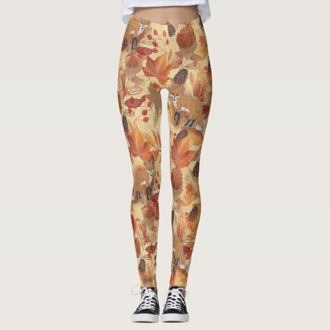 Autumn fall leaves and berries leggings (Front)
