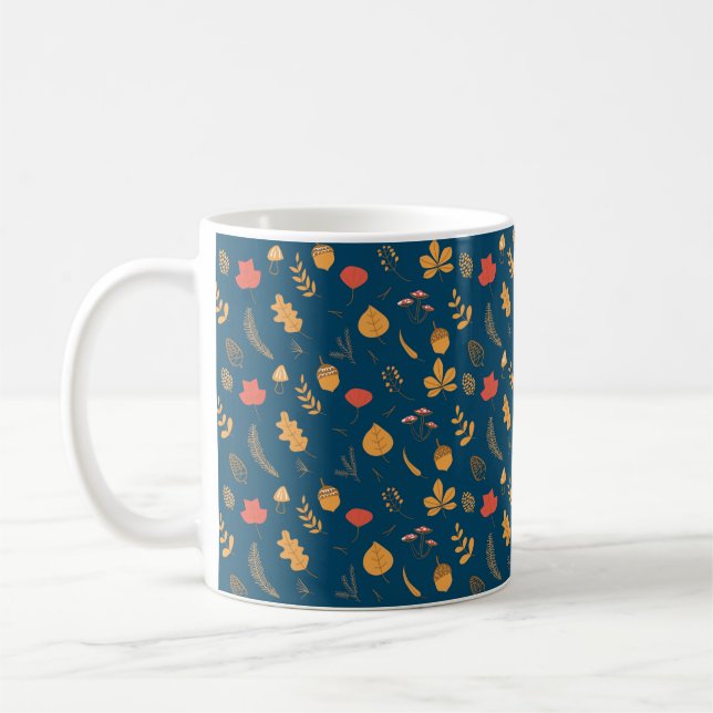 Autumn Fall Leaves And Bloom Thanksgiving Dinner Coffee Mug (Left)