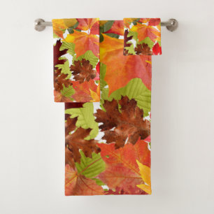 Autumn Fall Leaves Bath Towel Set