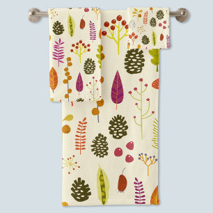 Autumn Fall Leaves Bath Towel Set