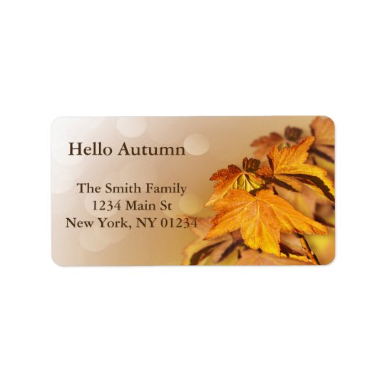 Autumn Fall Leaves Bokeh Address Label
