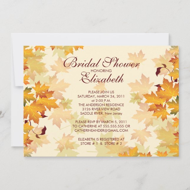 Autumn Fall Leaves Bridal Shower Invitation (Front)