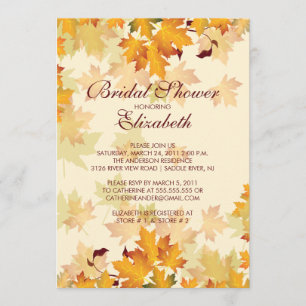 Autumn Fall Leaves Bridal Shower Invitation