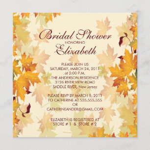 Autumn Fall Leaves Bridal Shower Invitation