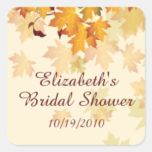 Autumn Fall Leaves Bridal Shower Sticker