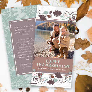 Autumn Fall Leaves Brown Swirls Thanksgiving Photo Holiday Card