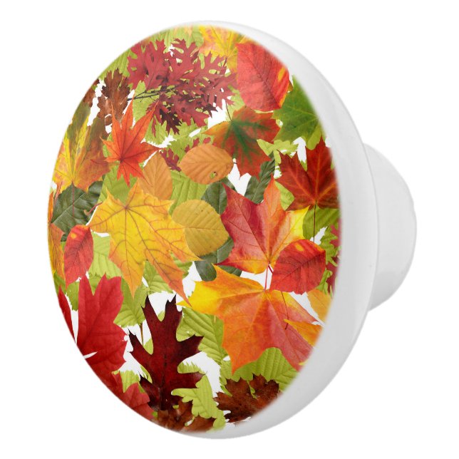 Autumn Fall Leaves Ceramic Knob (Right)