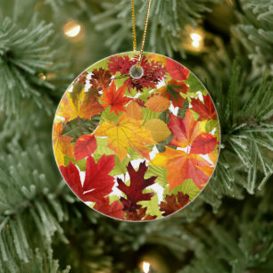 Autumn Fall Leaves Ceramic Tree Decoration