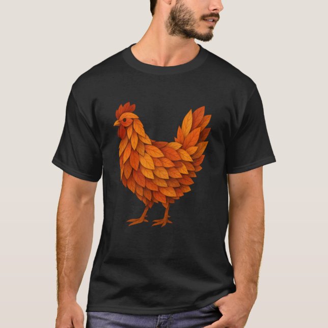 Autumn Fall Leaves Chicken T-Shirt (Front)