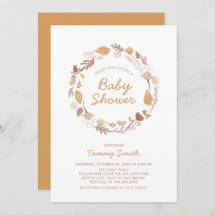 Autumn/Fall Leaves Cute Baby Shower Invitation