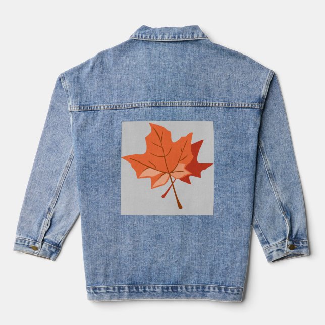 AUTUMN FALL LEAVES  DENIM JACKET (Back)