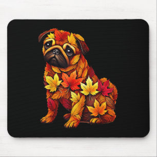 Autumn Fall Leaves Dog Pug Nature Men Women Kids Mouse Mat