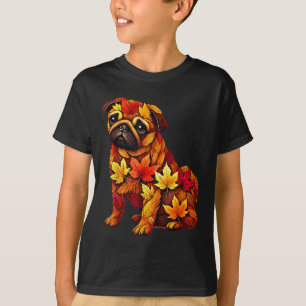 Autumn Fall Leaves Dog Pug Nature Men Women Kids T-Shirt