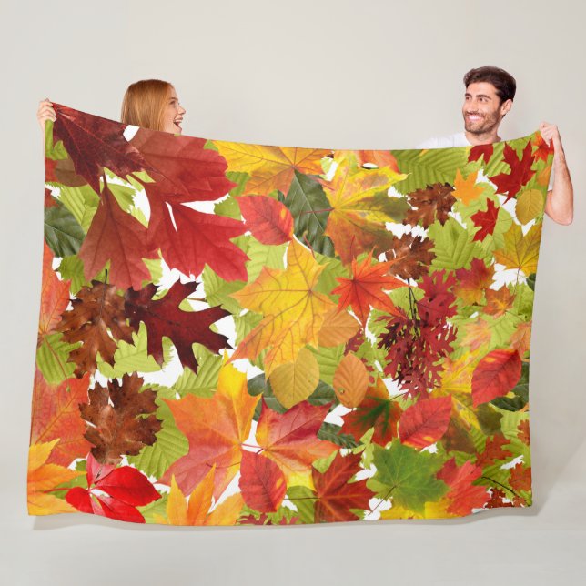 Autumn Fall Leaves Fleece Blanket (In Situ)