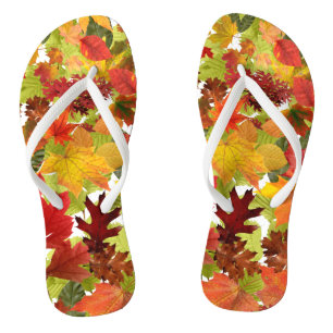 Autumn Fall Leaves Flip Flops
