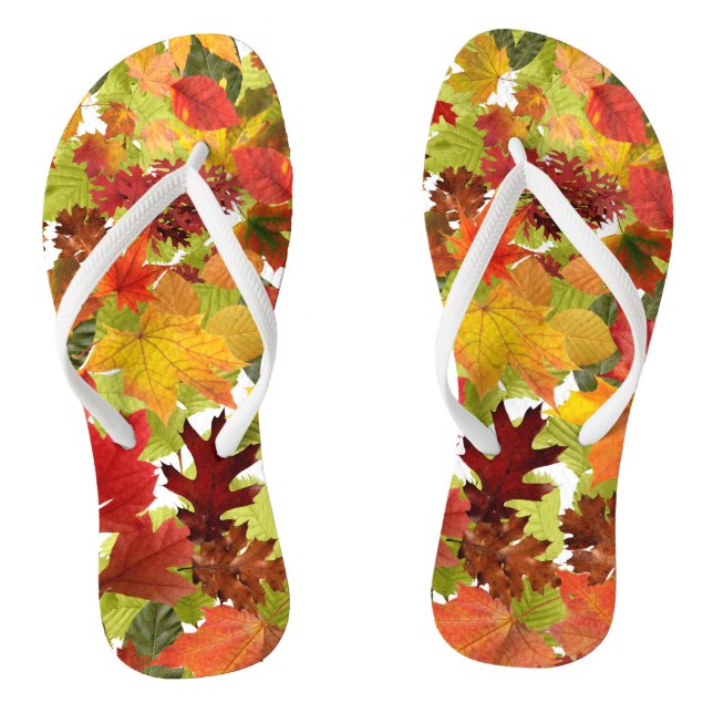 Autumn Fall Leaves Flip Flops (Footbed)