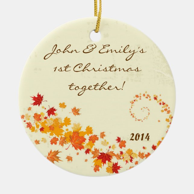 Autumn Fall Leaves Flor Personalised Name Ornament (Front)