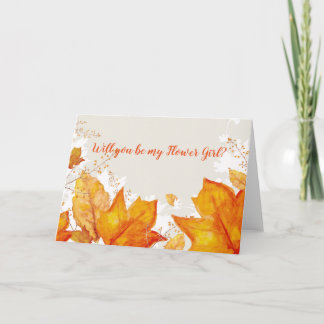 Autumn Fall Leaves Flower Girl Invitation