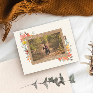Autumn Fall Leaves Foliage Wedding Photo Save The Date