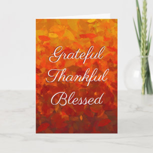 Autumn Fall Leaves Grateful Thankful Blessed Card