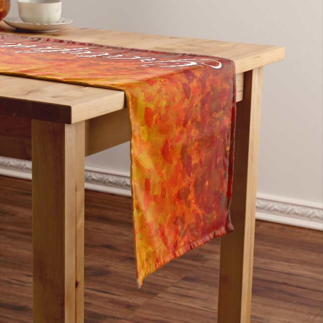 Autumn Fall Leaves Grateful Thankful Blessed Medium Table Runner (In Situ)