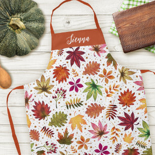 Autumn Fall Leaves Harvest Thanksgiving Name Apron