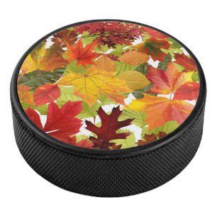 Autumn Fall Leaves Hockey Puck
