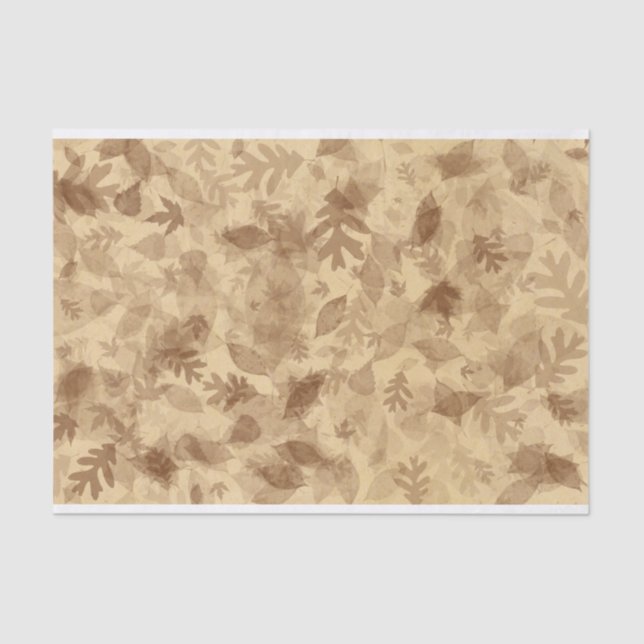 Autumn-Fall Leaves in Sepia Brown Tissue Paper (Front)