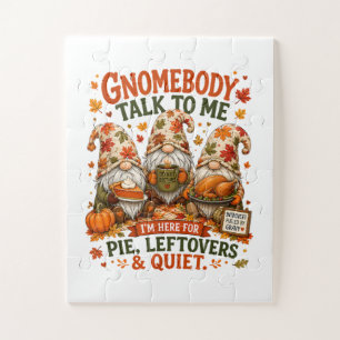 Autumn Fall Leaves Introvert Gnomes Thanksgiving Jigsaw Puzzle