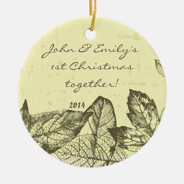 Autumn Fall Leaves Leaf Personalised Name Ornament (Front)