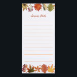 Autumn Fall Leaves  Magnetic Notepad<br><div class="desc">A pretty design for those who love fall featuring hand drawn autumn leaves in browns,  yellows and greens. Customise the text in this design!</div>