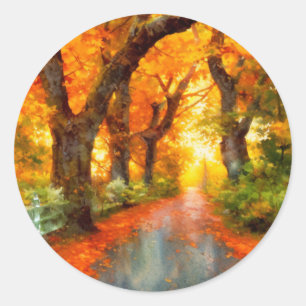 Autumn/Fall/Leaves/nature  Classic Round Sticker