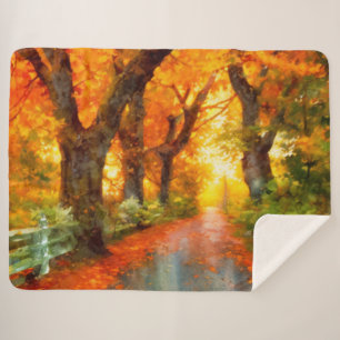 Autumn/Fall/Leaves/nature Sherpa Blanket