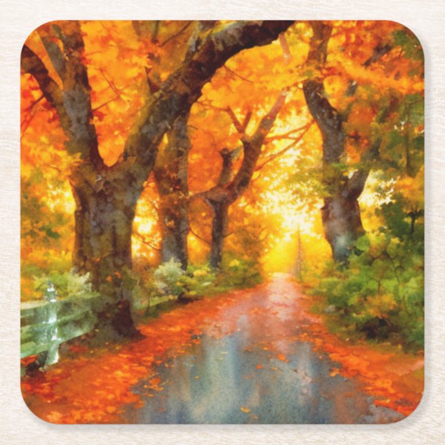 Autumn/Fall/Leaves/nature  Square Paper Coaster (Front)