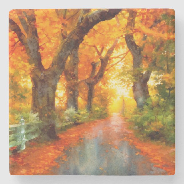 Autumn/Fall/Leaves/nature  Stone Coaster (Front)