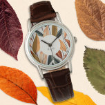 Autumn Fall Leaves Nature Themed Custom Name Watch<br><div class="desc">Enjoy the warm colours of the Fall season with this elegant wristwatch. The watch face is decorated with Autumn leaves in seasonal greens,  browns and yellows. Personalise with a name for an extra individual touch.</div>