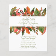 Autumn Fall Leaves Olive OrangyPink Budget Wedding