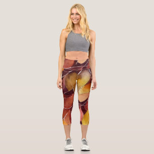 Autumn Fall Leaves Pattern      Capri Leggings