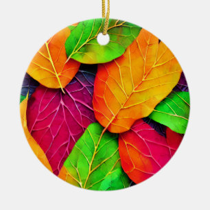 Autumn Fall Leaves Pattern Ceramic Tree Decoration