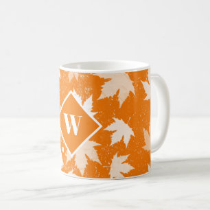Autumn Fall Leaves Pattern Monogram Coffee Mug
