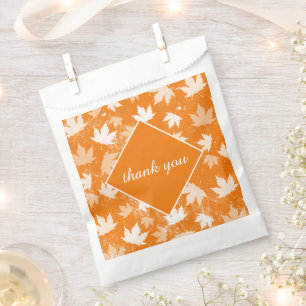 Autumn Fall Leaves Pattern Thank You Favour Bags
