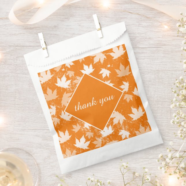 Autumn Fall Leaves Pattern Thank You Favour Bags (Clipped)